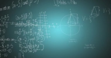 Animation of math formulas on green background. Science, math, knowledge and education concept digitally generated video.
