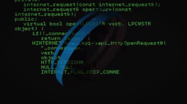 Veri işleme animasyonunun siyah arka planda dünya üzerinde gerçekleşmesi. küresel teknoloji, bilgisayar ve dijital arayüz kavramı dijital olarak oluşturulmuş video.