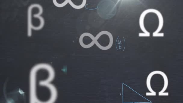 Animation Math Formulas Symbols Black Background Science Math Data Processing — Stockvideo