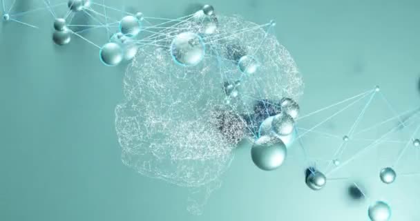 Animation Brain Chemical Formula Global Science Digital Interface Concept Digitally — 图库视频影像