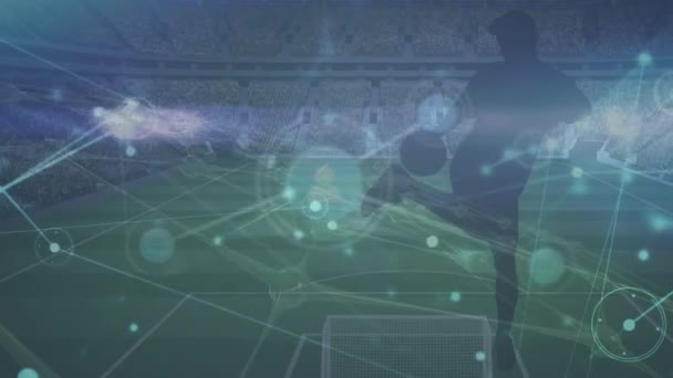 Animation Data Processing Silhouettes Sports People Stadium Global Business Digital — Wideo stockowe