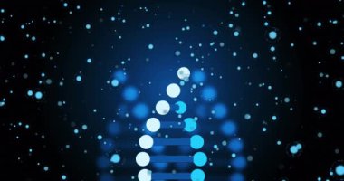 Animation of blue dots over dna on black background. Science, human biology and health concept digitally generated video.