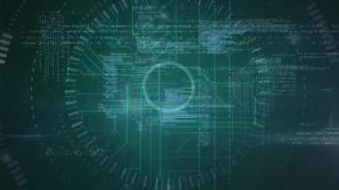 Bağlantı ağı ile kapsam taramasının animasyonu. Küresel bilim veri işleme ve dijital arayüz konsepti dijital olarak oluşturulmuş video.