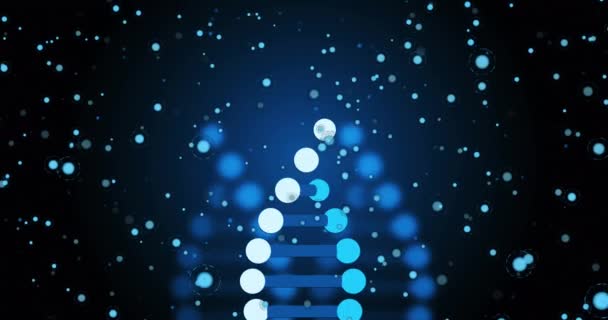 Animation Blue Dots Dna Black Background Science Human Biology Health — Stockvideo