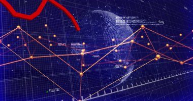 Dünya üzerinde veri işleme görüntüsü. küresel iş ve dijital arayüz kavramı dijital olarak oluşturulmuş görüntü