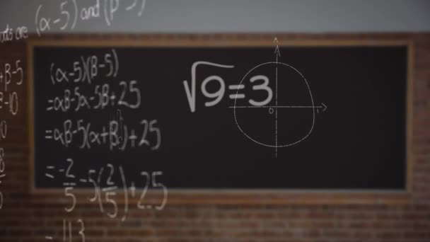 Animation Math Formulas Blackboard School Math Science Education Concept Digitally — Vídeo de Stock