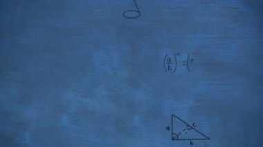 Animation of math formulas on blue background. Science, math, data processing and technology concept digitally generated video.