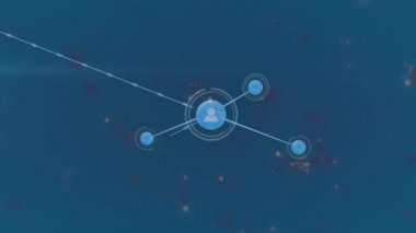 Bağlantılar ve mavi arkaplanda ışık animasyonu. Ağ, bağlantılar ve teknoloji konsepti dijital olarak oluşturulmuş video.