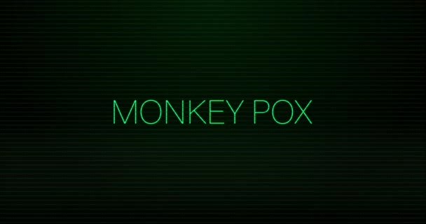 Animation Interference Monkey Pox Text Black Background Global Technology Digital — Stockvideo