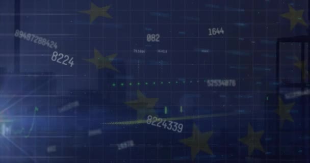 Animation Financial Data Statistics Flag European Union Global Business Finances — Video