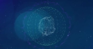 Manzara üzerinde bağlantıları olan dünyanın animasyonu. Küresel bağlantılar iş dünyası dijital arayüz teknolojisi ve dijital olarak oluşturulan ağ konsepti.
