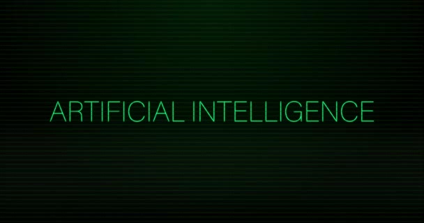 Animation Interference Artificial Intelligence Text Black Background Global Technology Digital — Stockvideo