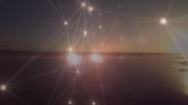 Animation of network of connections over landscape. global connections, data processing and digital interface concept digitally generated video.