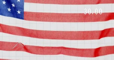 Animation of graphs and numbers over flag of usa. Oil business, energy, transport, finance and economy concept digitally generated video.