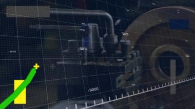 Animation of digital interface over financial data processing and engine. Global business, finance and digital interface concept digitally generated video.