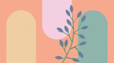 Animation of shapes and plant on pink background. Abstract background and digital interface concept digitally generated video.