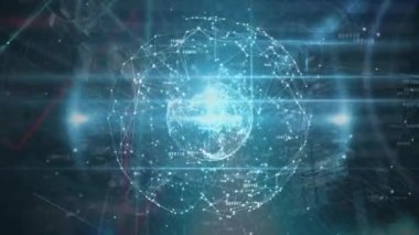 Animation of globe and network of connections. global connections, network and data processing concept digitally generated video.