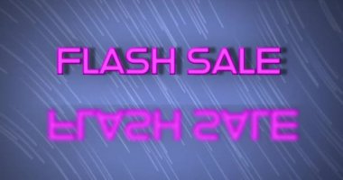 Animation of flash sale over blue background with lines. Shopping, sales and promotions concept digitally generated video.