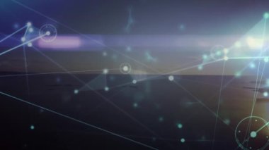 Animation of network of connections over landscape. global connections, data processing and digital interface concept digitally generated video.