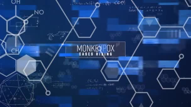 Animation Monkey Pox Chemical Formulas Navy Background Monkey Pox Health — 图库视频影像