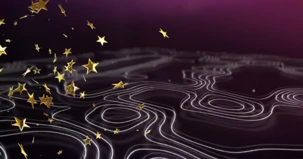 Animation Stars Violet Black Background Isohypses Colour Shape Movement Concept — Stock videók
