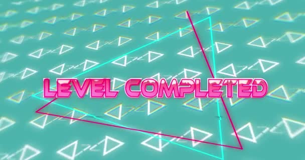 Animation Level Completed Triangles Green Background Triangles Video Games Entertainment — Stockvideo