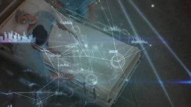 Animation of connections over diverse surgeons during operation. Health, medicine and connections concept digitally generated video.