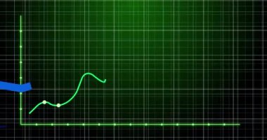 Animation of graphs over dark green background. Global finance, economy and technology concept digitally generated video.