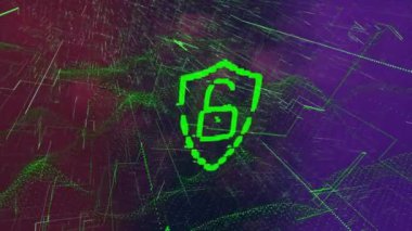 Animation of padlock on dark background. Global science, connections, data processing and digital interface concept digitally generated video.