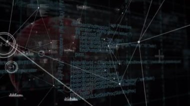 Animation of data processing, globe and network of connections. global connections, network and data processing concept digitally generated video.