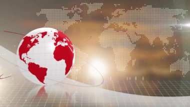Animation of light spots over world map and globe. Global business and digital interface concept digitally generated video.