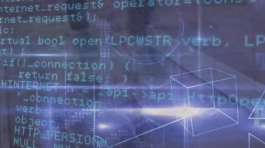 Animation of data processing over woman walking on treadmill. global sports and data processing concept digitally generated video.