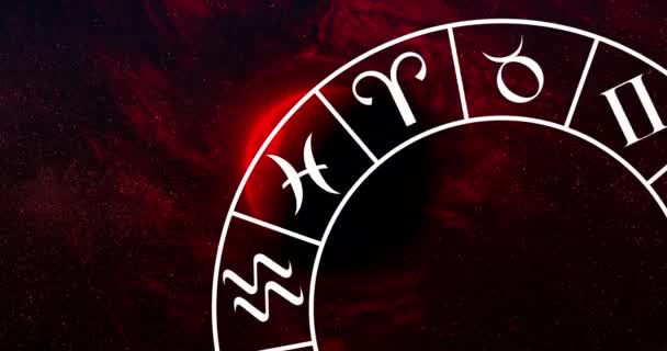 Animation Red Planet Zodiac Black Space Smoke Planets Astrology Cosmos — Vídeo de stock