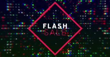 Animation of flash sale in square over black background with lights. Shopping, sales and promotions concept digitally generated video.