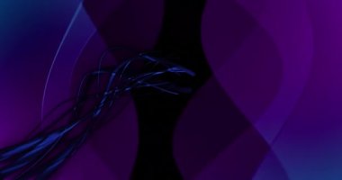Animation of wavy lights on blue and black background. Colour, shape, movement, data and technology concept digitally generated video.