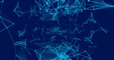 Karanlık arka planda bağlantı ağının animasyonu. küresel bağlantılar, veri işleme ve dijital arayüz konsepti dijital olarak oluşturulmuş video.