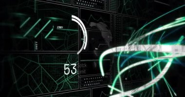 Animation of digital screen with lights, numbers and data. Colour, shape, movement, data and technology concept digitally generated video.