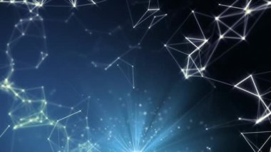 Animation of light trails and shapes on black background. Abstract background and digital interface concept digitally generated video.