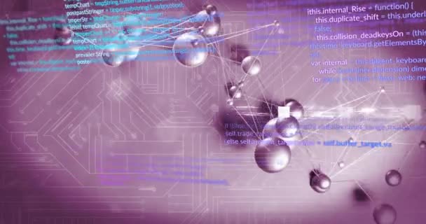 Animation Network Connections Pink Background Global Science Connections Data Processing — Vídeo de Stock