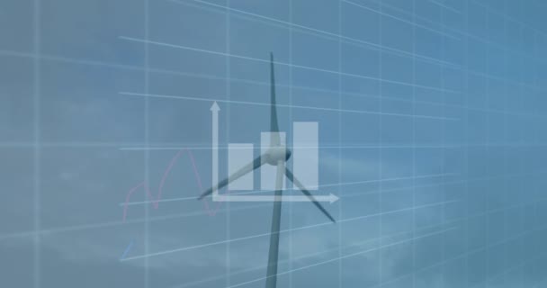 Animation Graphs Data Wind Turbine Green Energy Econ Power Eco — Stockvideo