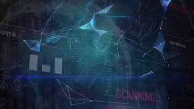 Animation of data processing, globe and network of connections. global connections, network and data processing concept digitally generated video.