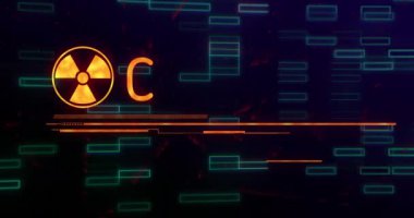 Animation warning over black background with rectangles. Video games and entertainment concept digitally generated video.