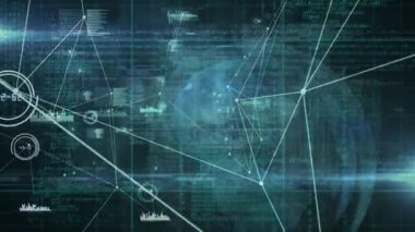 Animation of network of connections with data processing over globe. global connections, networks and data processing concept digitally generated video.