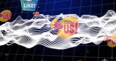 Animation of waves over navy background. Global finance, economy and technology concept digitally generated video.