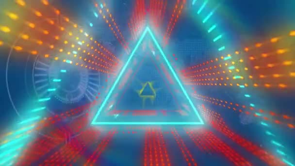 Digital Animation Colorful Illuminated Triangular Shapes Moving Loop Hologram Digitally — Stock videók