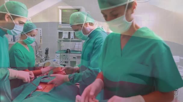 Animation Russian National Flag Doctors Performing Surgery Patient Operating Room — 图库视频影像