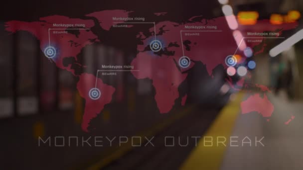 Animation Monkey Pox World Map Train Station Monkey Pox Health — Stockvideo