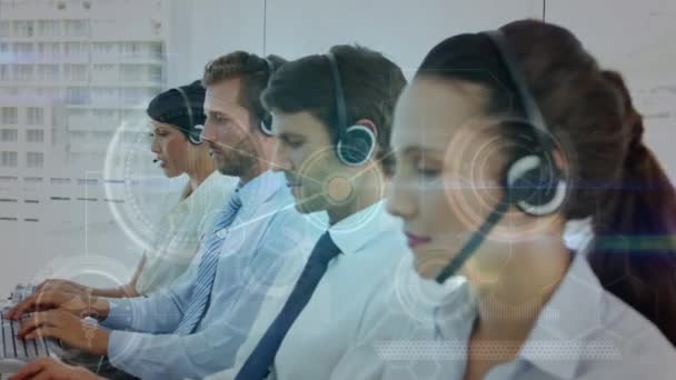 Animation Network Connections Business People Using Phone Headsets Global Business — Video Stock