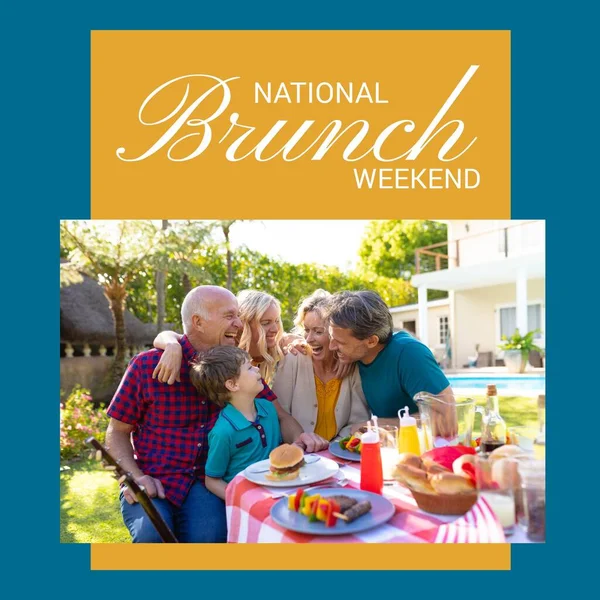 Composition National Brunch Weekend Text Caucasian Family Having Dinner National — Stockfoto