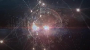 Animation of data processing, globe and network of connections. global connections, network and data processing concept digitally generated video.